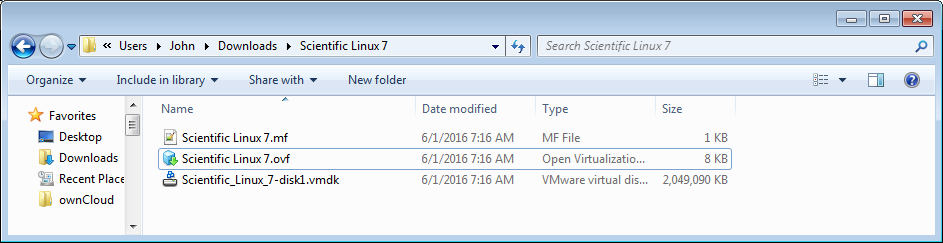 AN OVF packaged (folder of files) Virtual Appliance as viewed in Windows Explorer